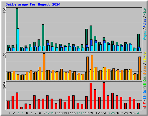 Daily usage for August 2024