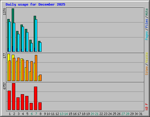Daily usage for December 2025